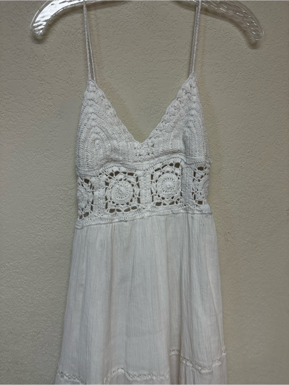 Lucky Brand womans White Crochet Bodice Mini Dress size S - Picture 4 of 4